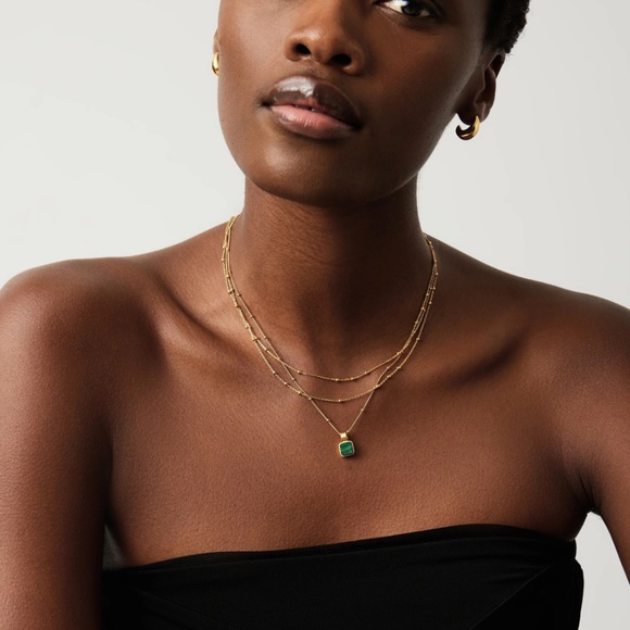 Missoma LUCY WILLIAMS SQUARE MALACHITE NECKLACE RP $196.00 - Picture 3 of 5